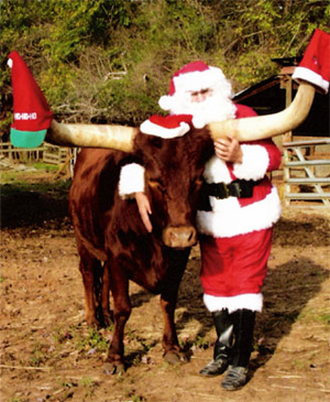 Santa Double-Checks Sur's Appearance Before Letting Him Take Rudolph's Place. (Photo courtesy Gloria Wheaton.)